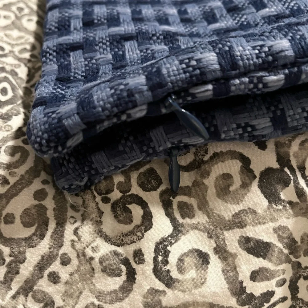 (2) Blue Patterned Outdoor Pillow Covers NWOT